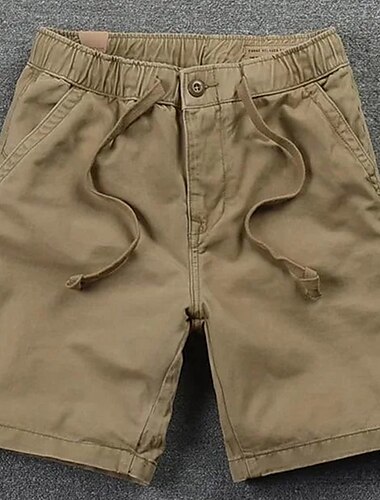  Herr Chino Shorts Bermudashorts Arbetsshorts Ficka Elastisk midja Slät Komfort Bärbar Kort Utomhus Ledigt Dagligen Streetwear Stylish ArmyGreen Svart