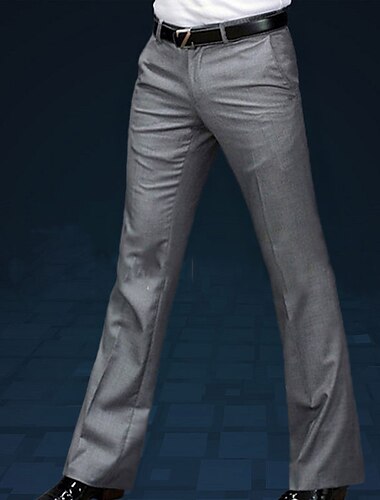  Men's Dress Pants Flared Pants Bell Bottom Trousers Pocket Straight Leg Solid Colored Comfort Wedding Office Business Streetwear Retro Black White Micro-elastic