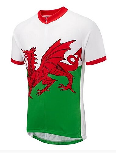  Herre Sykkeltrøyer Mønstret New Zealand Nasjonalflagg Kortermet Sykkel Jersey Topper med 3 baklommer Fjellsykling Veisykling UV-bestandig Hurtigtørkende Tilbake Lomme Fukttransport sport Vinrød Rød