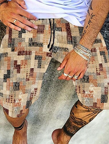  Herre Geometrisk Hodeskaller Stripe Badeshorts Surfeshorts Sommershorts Lav Midje Fritid Hip-hop utendørs Daglig Ferie Trykt mønster Rett ben Designer Klær