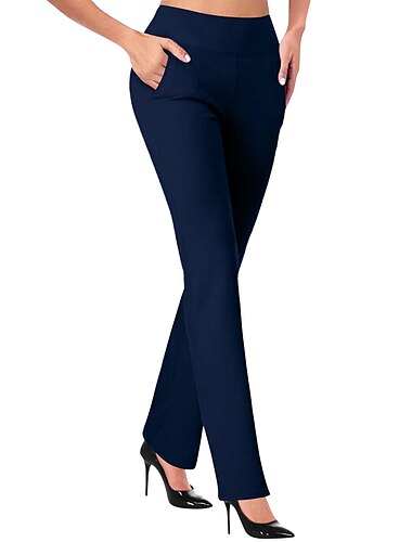  Damen-Kleid, Arbeit, Freizeithose, Hose, gerade, durchgehende Tasche, dehnbare Hose, Alltag, Schwarz, Wein, S, M