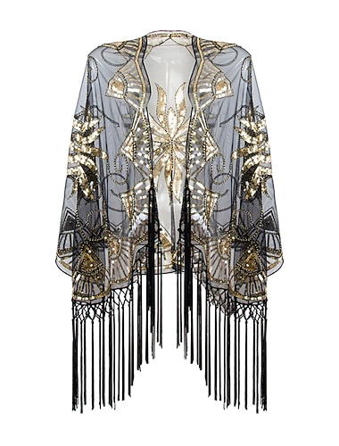  Glada 20-talet 1920-talet Cocktail klänning Kåpa Wrap Sjalar Den store Gatsby Bröllopsgäst Paljetter Tofs Dam Halloween Karnival Maskerad Bröllop Bröllopsgäst Fest Vuxna Sjal