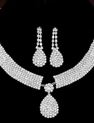  1 Set Schmuckset Tropfen-Ohrringe For Damen Synthetischer Diamant Hochzeit Party Geschenk Strass Vintage-Stil Geometrisch Gliederkette Tropfen Träne