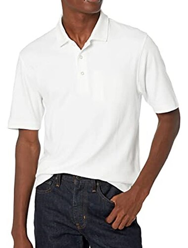 Men's Polo Shirt Golf Shirt Outdoor Casual Polo Collar Short Sleeve Casual Comfortable Solid Color Plain Button Front Button-Down Summer Spring Regular Fit Blue-Green White Wine Red Blue Green Polo