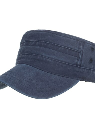  Men's Military Cap Cadet Hat Black Dark Navy Cotton Fashion Chic & Modern Outdoor clothing Casual Daily Plain