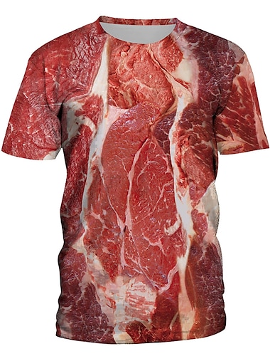  Grappig Rauw vlees T-Shirt Anime 3D Klassiek Street Style Voor Voor Stel Voor heren Dames Volwassenen 3D afdrukken