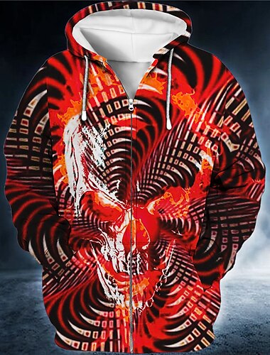  Herren 3D-Druck Grafik-Drucke Hoodie Sweatshirt Kapuze Hoodies Pullover Kapuzenshirt mit durchgehendem Reißverschluss Langarm Sweatshirt mit Kapuze Mit Kapuze Strassenmode 3D-Druck Sport & Natur