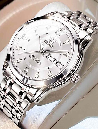  Ρολόι Quartz OLEVS για Άνδρες Πολυτελή Διαμάντια Χρυσό Ρολόι Αδιάβροχο Λαμπερό Ανοξείδωτο Χάλυβα Επιχειρηματικό Ρολόι Quartz Ανδρικό Ρολόι Δώρα για την Ημέρα του Πατέρα