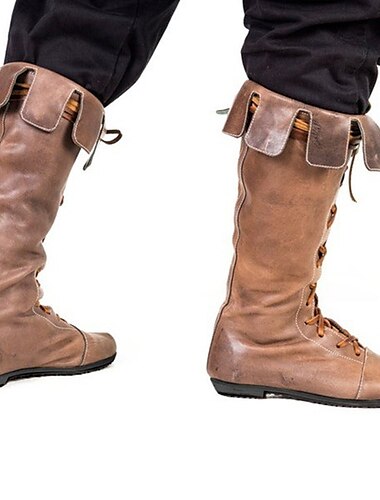  Medieval Renascentista Sapatos Botas Longas Botas sem salto Pirata Viking Cruzado Homens Unisexo Celta Pirata Baile de Máscaras Festa / Noite Adulto Sapatos