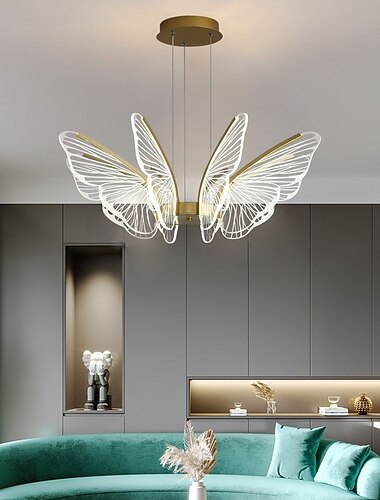  pingente de led com design de borboleta de luz 68cm design único de metal led estilo nórdico 220-240v