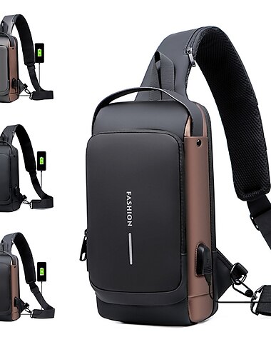  sac d'ordinateur antivol avec port de charge usb sac à dos étanche et résistant aux rayures sac de poitrine portable
