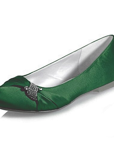  Weiße Satin-Ballerinas für Damen – elegante Brautschuhe mit Strassverzierung für Bräute und formelle Anlässe
