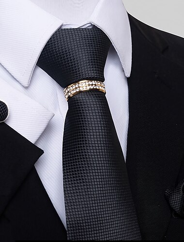  עניבות אופנת גברים בצבע אחיד בצבע כסף שחור ורוד 2024