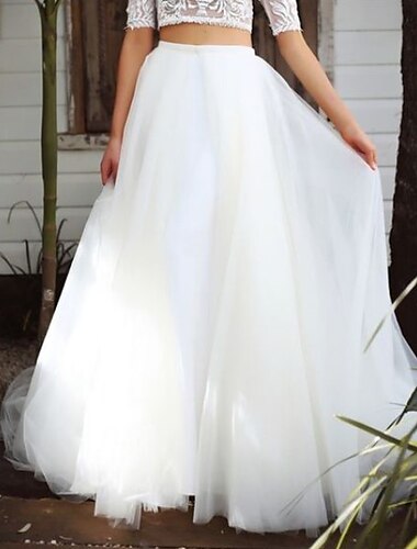  Пляжные простые свадебные платья трапециевидной формы, разделяющие тюлевые свадебные юбки длиной до пола, однотонные свадебные платья 2024