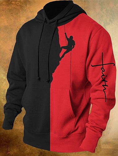  Męskie Kolorowy blok Wzory graficzne Bluza z Kapturem Z kapturem Bluzy Bluza z kapturem Długi rękaw Bluza z kapturem Kaptur Moda miejska Druk 3D Codzienny Sport Biały Czerwony Nadruk Wiosna i jesień