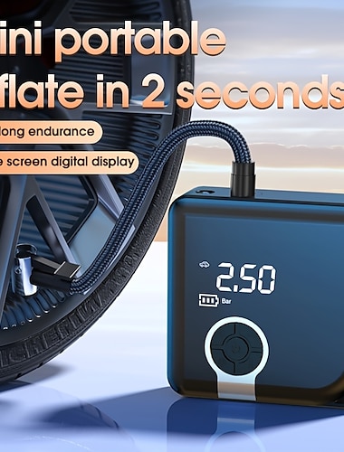  bærbar mini biloppblåser oppgradering dobbel sylinder digital oppladbar dekkpumpe for motorsykler,e-sykler, biler, sykkel, baller