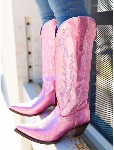  Años 70 Zapatos bota vaquera Dedo cuadrada Hippie Vaquero Mujer Disfraz de carnaval Mascarada Fiesta / Noche Despedida de Soltera Desfile del orgullo Adulto Zapatos
