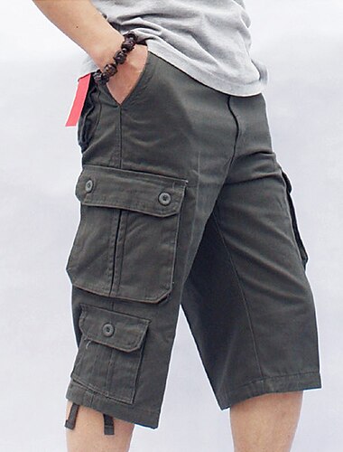  Herren Cargo Shorts Kurze Hosen Shorts Kurze Hosen Capri-Shorts Caprihose Kurze Hose für Wanderer Ausgebeult Bein Kordelzug Multi Pocket Glatt Wadenlänge Casual Täglich Strassenmode 100% Baumwolle