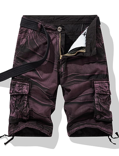  Homme Shorts cargo Short camouflage Shorts Shorts de Randonnée Jambe Droite 6 poches Camouflage Confort Portable Travail Quotidien Streetwear Occasionnel Noir Vert Véronèse Micro-Élastique