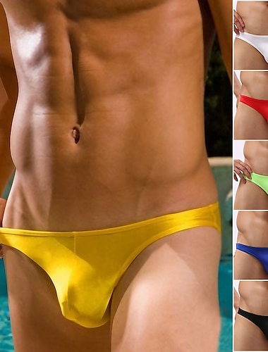  Herr 3-pack Grundläggande trosor Bikinisnitt Kalsong Nylon Antibakteriell Läckagesäker Ren färg Medium Midja Svart Vit