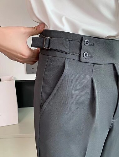  Pánské Promoce Oblekové Kalhoty Plisované kalhoty Oblek Kalhoty Kapsy Hight Rise Bez vzoru Pohodlné Prodyšné Po kotníky Kancelář Obchod Ležérní Elegantní Vinobraní Černá Bílá Vysoký pas Lehce