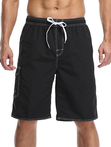  Herre Badedragt Surf shorts Badeshorts Bermuda shorts Lomme Snørelukning med mesh-for Helfarve Hurtigtørrende Korte Afslappet Ferie Strand Stilfuld Klassisk Stil Sort Navyblå