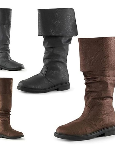  Medeltida kostymer Renässans Skor Knähöga Stövlar Platta jazzstövlar Ren Faire Pirat Viking Korsfarare Herr Unisex Keltiskt Pirat Halloween Maskerad Prestanda Fest / afton LARP Vuxna Skor