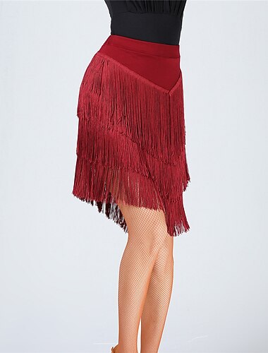  Latinské tance Sukně Třásně Čistá Barva Dámské Trénink Párty Vysoký Terylen