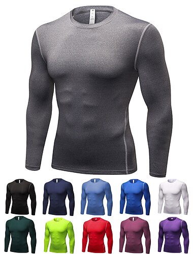  Homme Vetement Musculation T Shirt Compression Chemise de course manche longue Tee-shirt Athlétique Hiver Spandex Respirable Séchage rapide Anti-transpiration Aptitude Exercice Physique Fonctionnement