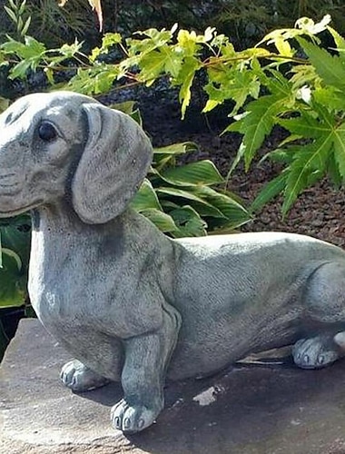  άγαλμα dachshund διακόσμηση κήπου μνημεία ειδώλια σκύλου κουτάβι ξαπλωμένο ντεκόρ διακόσμηση κήπου diy αξεσουάρ διακόσμηση σπιτιού