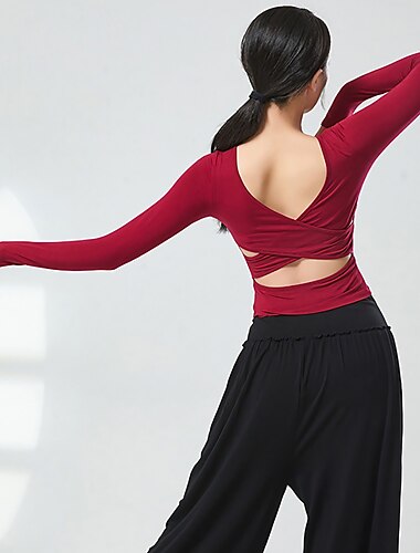  Sportkleidung oben Ausgehöhlt Pure Farbe Damen Leistung Ausbildung Langarm Hoch Polyester