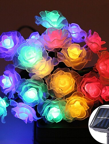  venkovní voděodolná solární růže řetězová světla 12m-100leds 7m-50leds 6,5m-30leds valentýnská svatební hostina venkovní zahradní dekorace