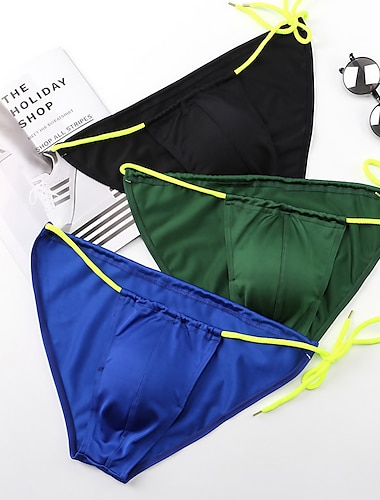  Herr 1-pack Kalsong Korta badbyxor Snörning Polyester Andningsfunktion Mjuk Slät Medium Midja Svart Vit