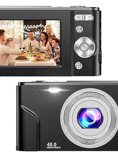  digitalkamera 1080p 48 megapixel vloggkamera med 16x digital zoom kompakta portabla minikameror för nybörjare födelsedagspresent