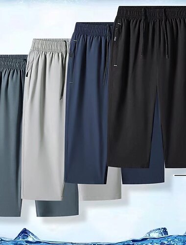 Hombre Pantalones deportivos Pantalones Cortos Pantalones cortos casuales Pantalones Capri Correa Cintura elástica Plano Secado rápido Medio corto Exterior Noche Moda Ropa de calle Negro Azul Piscina