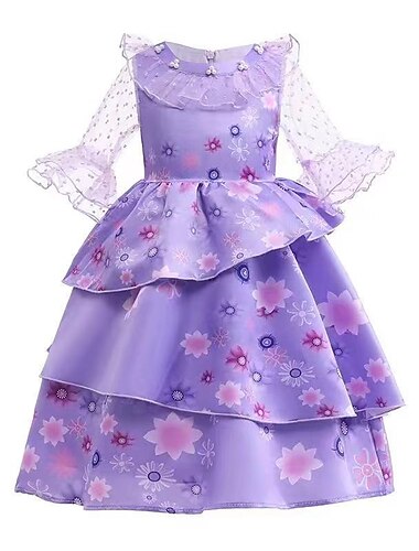  Encanto Conte de Fées Princesse Isabelle Madrigal Robe de demoiselle d'honneur Costume de soirée à thème Robes en tulle Cosplay Cosplay de Film for Fille Enfant Carnaval Mascarade Mariage robe
