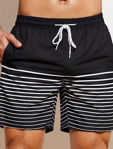  Miesten Surffishortsit Uimashortsit Uimahousut Kesähousut Rantahousut Kurenauha Joustava vyötärö 3D-tulostus Kuvitettu Raita Hengittävä Pehmeä Lyhyt Kausaliteetti Päivittäin Pyhäpäivä Katutyyli