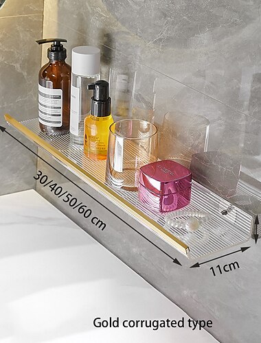  Duschregal schwarz/gold Acryl Badezimmerregal perforiert frei Toilettenwaschtisch Toilettenwandregal