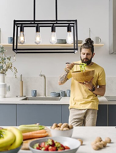  Luz pingente led 11 polegadas 4/5 luz lustres lineares de casa de fazenda contemporânea preto industrial vintage ilha de cozinha gaiola de metal luminárias de teto para sala de estar sala de jantar