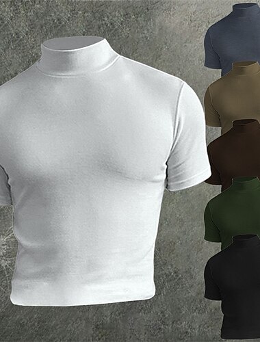  Ανδρικά Μπλουζάκι Mock Turtleneck Κοντομάνικο Ζιβάγκο Όρθιος Γιακάς Καλοκαίρι Σκέτο Υψηλής Ποιότητας Βασικό Σύγχρονη Σύγχρονη Διακοπές Δρόμος Εξόδου Μαύρο Λευκό Μπλε Κορυφαίο μπλουζάκι για άνδρες