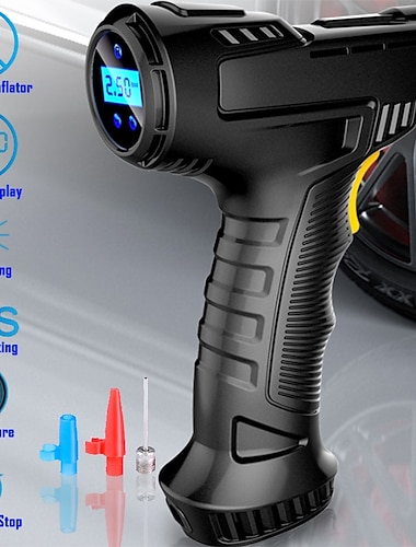  Compresor de aire de coche 120w recargable inalámbrico/bomba inflable con cable bomba de aire portátil inflador de neumáticos de coche digital para bicicleta de coche