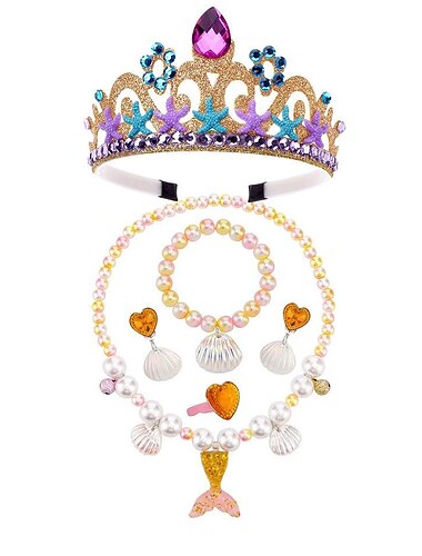  Die kleine Meerjungfrau Kleine Meerjungfrau Meerjungfrau Märchen Prinzessin Zubehörset Niedlich Kostümparty Film Cosplay for Mädchen Kinder Maskerade