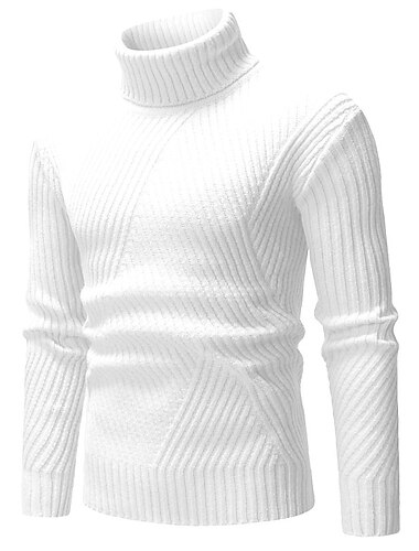  Herren Rollkragenpulli Pullover Stricken Strick Feste Farbe Rollkragen Stilvoll Casual Bekleidung Herbst Winter Schwarz Hellgrau S M L