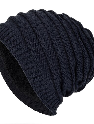  Herren Beanie Mütze Wintermützen Cap Flügelärmel Bündchen stricken Schwarz Wein Acrylfasern Strick Vlies Modisch Traditionell-Klassisch Outdoorbekleidung Casual Glatt Warm
