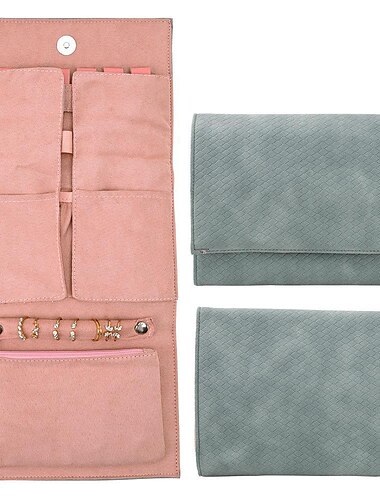  Faltbare Schmucktasche Multifunktionales Zoning-Design Earnail-Halskettenring Tragbare Aufbewahrungstasche