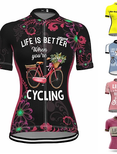  Mujer Maillot de Ciclismo Manga Corta Bicicleta Maillot Camiseta con 3 bolsillos traseros MTB Bicicleta Montaña Ciclismo Carretera Transpirable Secado rápido Dispersor de humedad Bandas Reflectantes