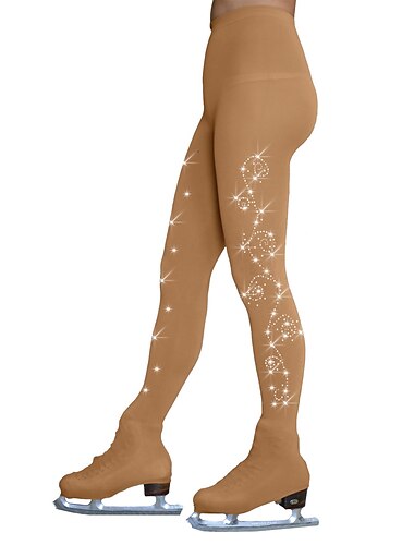  Über die Schlittschuhe reichende Strumpfhosen fürs Eiskunstlaufen Damen Mädchen Eislaufen Strumpfhosen / Lange Radhose Gamaschen Austattungen Khaki Vlies Elasthan Hochelastisch Ausbildung