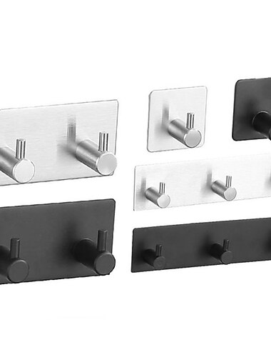  ganchos de pared autoadhesivos ganchos para batas baño 304 gancho de acero inoxidable cocina baño gancho perforado libre gancho único puerta trasera metal perchero