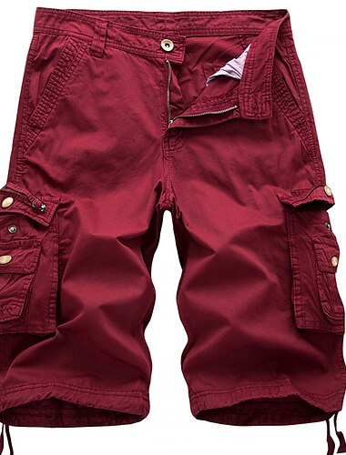  Hombre Pantalón Corto Cargo Pantalón corto Shorts para senderismo Cordón de la pierna 6 bolsillo Plano Comodidad Exterior Diario Noche Mezcla de Algodón Moda Ropa de calle Negro Vino