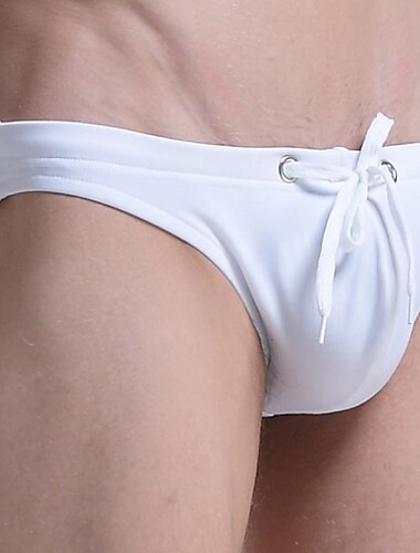  Herren Bademode Badehosen Schwimmen Tanga Kordelzug Glatt Atmungsaktiv Weich Einfach Schwarz Rote